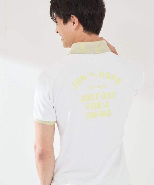 【ベージュ（27）】【UV】【吸水速乾】チェッカージャガード衿半袖ポロシャツ JUN&ROPÉ MEN(ジュン アンド ロペ メンズ) / 【UV】【吸水速乾