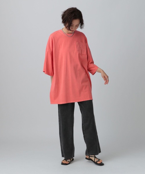 LEPSIM(レプシィム)の「パッチワークBIGチュニック 242766(Tシャツ/カットソー・レディース・チャコールグレー/レッド系その他/イエロー・FREE)」の21枚目の写真