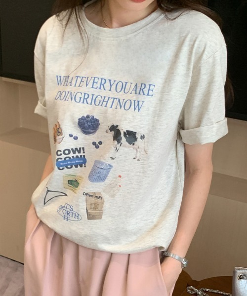 Vipoa(ヴィポア)の「イラストプリントTシャツ(Tシャツ/カットソー・レディース・ライトグレー・FREE)」の9枚目の写真