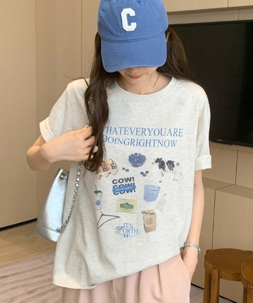 Vipoa(ヴィポア)の「イラストプリントTシャツ(Tシャツ/カットソー・レディース・ライトグレー・FREE)」の8枚目の写真