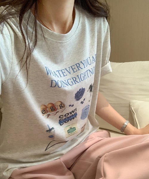 Vipoa(ヴィポア)の「イラストプリントTシャツ(Tシャツ/カットソー・レディース・ライトグレー・FREE)」の5枚目の写真