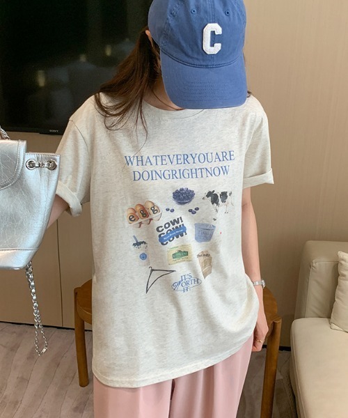 Vipoa(ヴィポア)の「イラストプリントTシャツ(Tシャツ/カットソー・レディース・ライトグレー・FREE)」の7枚目の写真