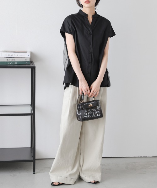 La-gemme(ラジェム)の「ギャザーチュールドッキング フレンチスリーブシャツ(シャツ/ブラウス・レディース・ブラック/ホワイト・フリー)」の10枚目の写真