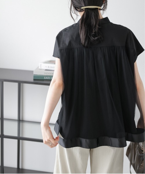 La-gemme(ラジェム)の「ギャザーチュールドッキング フレンチスリーブシャツ(シャツ/ブラウス・レディース・ブラック/ホワイト・フリー)」の13枚目の写真