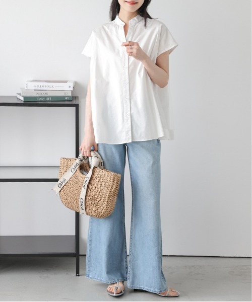 La-gemme(ラジェム)の「ギャザーチュールドッキング フレンチスリーブシャツ(シャツ/ブラウス・レディース・ブラック/ホワイト・フリー)」の5枚目の写真