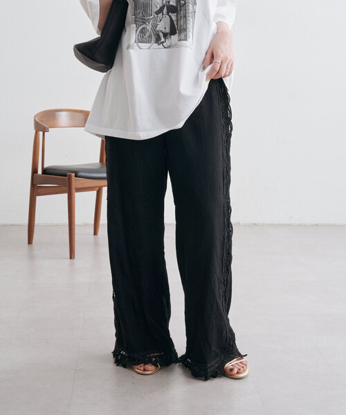 Omekashi（オメカシ）の「バテンレースラインパンツ（その他パンツ・レディース・オフホワイト/ブラック・36/38）」の12枚目の写真