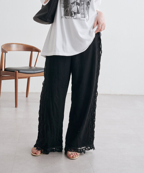 Omekashi（オメカシ）の「バテンレースラインパンツ（その他パンツ・レディース・オフホワイト/ブラック・36/38）」の9枚目の写真