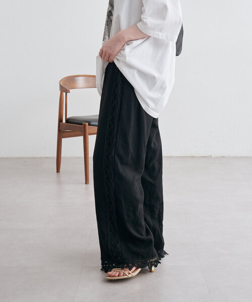 Omekashi（オメカシ）の「バテンレースラインパンツ（その他パンツ・レディース・オフホワイト/ブラック・36/38）」の8枚目の写真