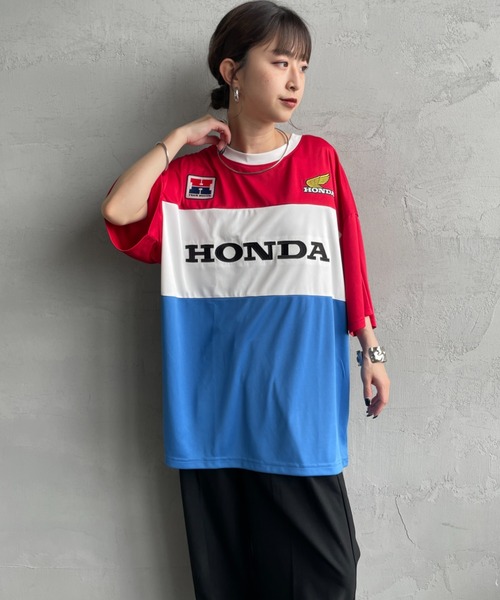 JEANS FACTORY （ジーンズファクトリー）の「[HONDA×JEANS FACTORY/ホンダ×ジーンズファクトリー] HONDA コラボレーション レーシング ジャージTシャツ（Tシャツ/カットソー・レディース・レッド・S/M/L）」の9枚目の写真