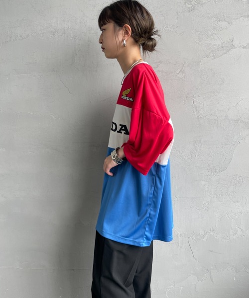 JEANS FACTORY （ジーンズファクトリー）の「[HONDA×JEANS FACTORY/ホンダ×ジーンズファクトリー] HONDA コラボレーション レーシング ジャージTシャツ（Tシャツ/カットソー・レディース・レッド・S/M/L）」の10枚目の写真