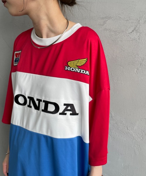 JEANS FACTORY （ジーンズファクトリー）の「[HONDA×JEANS FACTORY/ホンダ×ジーンズファクトリー] HONDA コラボレーション レーシング ジャージTシャツ（Tシャツ/カットソー・レディース・レッド・S/M/L）」の12枚目の写真