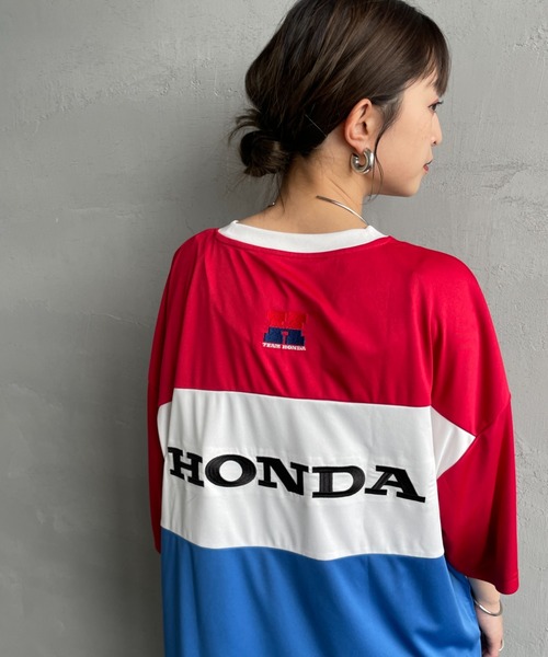 JEANS FACTORY （ジーンズファクトリー）の「[HONDA×JEANS FACTORY/ホンダ×ジーンズファクトリー] HONDA コラボレーション レーシング ジャージTシャツ（Tシャツ/カットソー・レディース・レッド・S/M/L）」の14枚目の写真