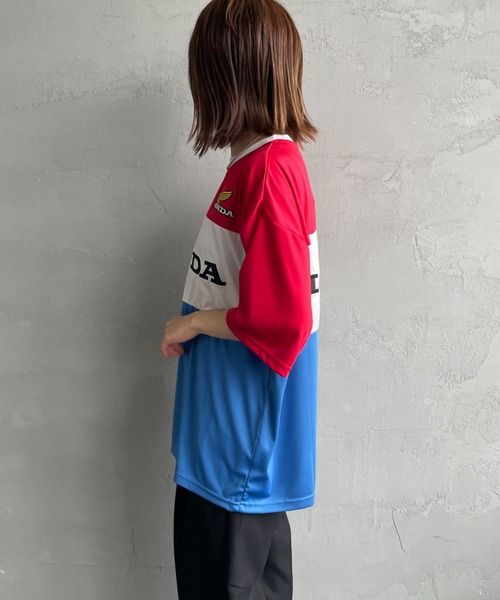 tシャツ 「HONDA×JEANS FACTORY/ホンダ×ジーンズファクトリー」 HONDA コラボレーション レーシング ジャージTシャツ レディ セール】[HONDA×JEANS FACTORY/ホンダ×ジーンズファクトリー