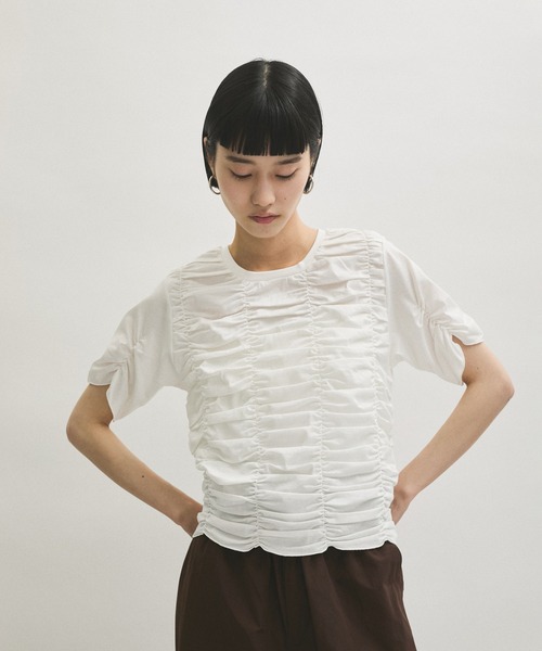 ADAM ET ROPÉ 【サステナブル】シャーリングTE ADAM ET ROPE'｜【サステナブル】シャーリングTEE | Rakuten