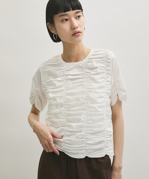 ADAM ET ROPÉ 【サステナブル】シャーリングTE サステナブル】シャーリングTEE（Tシャツ/カットソー）｜ADAM ET