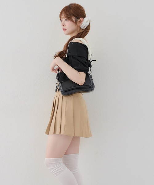 continuer de NICE CLAUP（コンティニューデナイスクラップ）の「リブ肩リボンオフショル（Tシャツ/カットソー・レディース・ブラック/オフホワイト/ピンク・FREE）」の20枚目の写真