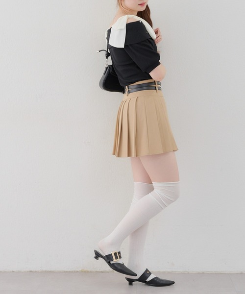 continuer de NICE CLAUP（コンティニューデナイスクラップ）の「リブ肩リボンオフショル（Tシャツ/カットソー・レディース・ブラック/オフホワイト/ピンク・FREE）」の21枚目の写真
