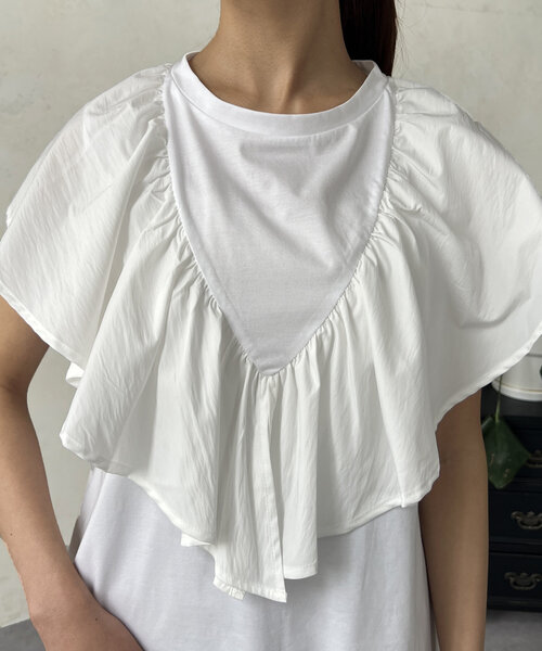 Chez toi(シェトワ)の「フリルカットプルオーバー(Tシャツ/カットソー・レディース・ベージュ/ブラック/ホワイト・FREE)」の14枚目の写真
