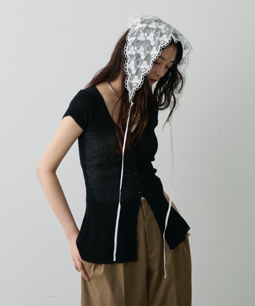 DFFUR.（ディフル）の「サマーハイゲージスリットトッパー（その他トップス・レディース・ベージュ/ライトグリーン/ブラック・FREE）」の2枚目の写真