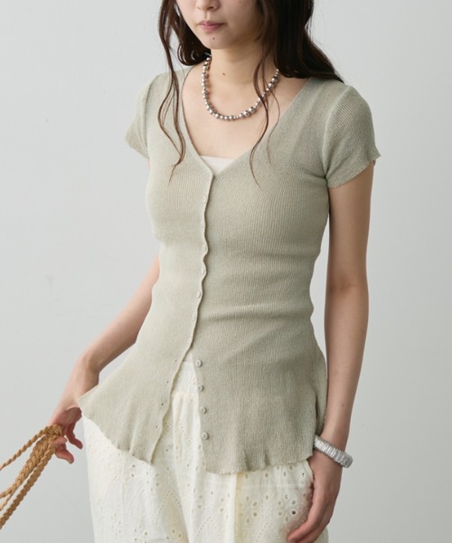 DFFUR.（ディフル）の「サマーハイゲージスリットトッパー（その他トップス・レディース・ベージュ/ライトグリーン/ブラック・FREE）」の5枚目の写真