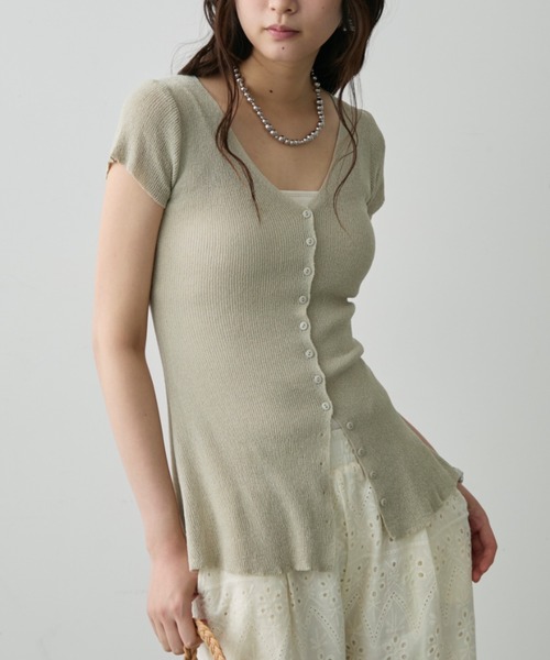 DFFUR.（ディフル）の「サマーハイゲージスリットトッパー（その他トップス・レディース・ベージュ/ライトグリーン/ブラック・FREE）」の9枚目の写真