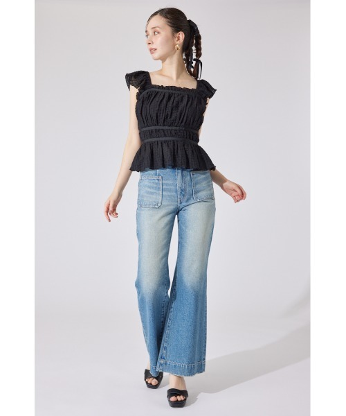 rienda(リエンダ)の「フリルギャザートップス 夏服(シャツ/ブラウス・レディース・アイボリー/カーキ/ブラック・MEDIUM/SMALL)」の9枚目の写真