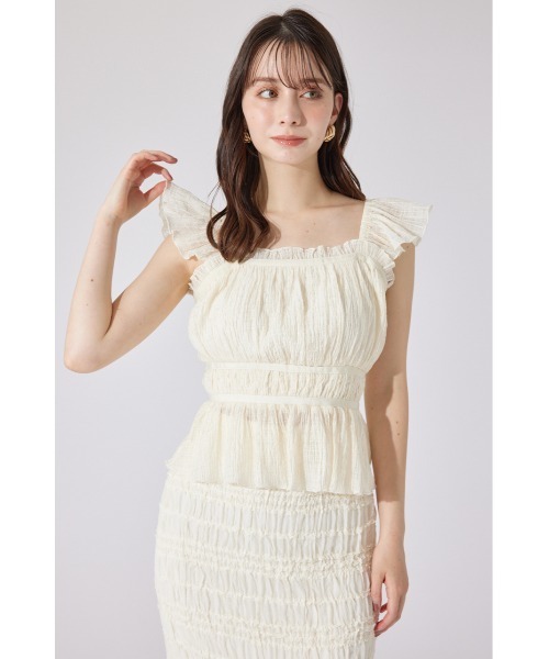 rienda(リエンダ)の「フリルギャザートップス 夏服(シャツ/ブラウス・レディース・アイボリー/カーキ/ブラック・MEDIUM/SMALL)」の20枚目の写真