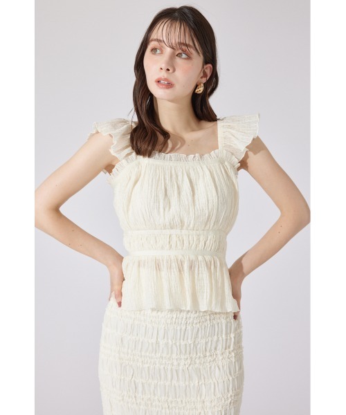rienda(リエンダ)の「フリルギャザートップス 夏服(シャツ/ブラウス・レディース・アイボリー/カーキ/ブラック・MEDIUM/SMALL)」の21枚目の写真