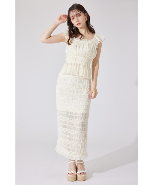 rienda(リエンダ)の「フリルギャザートップス 夏服(シャツ/ブラウス・レディース・アイボリー/カーキ/ブラック・MEDIUM/SMALL)」の22枚目の写真
