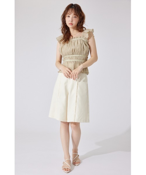 rienda(リエンダ)の「フリルギャザートップス 夏服(シャツ/ブラウス・レディース・アイボリー/カーキ/ブラック・MEDIUM/SMALL)」の15枚目の写真