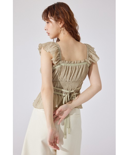 rienda(リエンダ)の「フリルギャザートップス 夏服(シャツ/ブラウス・レディース・アイボリー/カーキ/ブラック・MEDIUM/SMALL)」の17枚目の写真