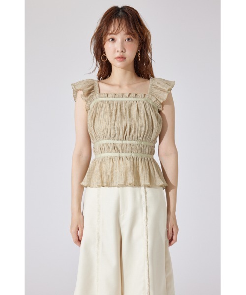 rienda(リエンダ)の「フリルギャザートップス 夏服(シャツ/ブラウス・レディース・アイボリー/カーキ/ブラック・MEDIUM/SMALL)」の18枚目の写真