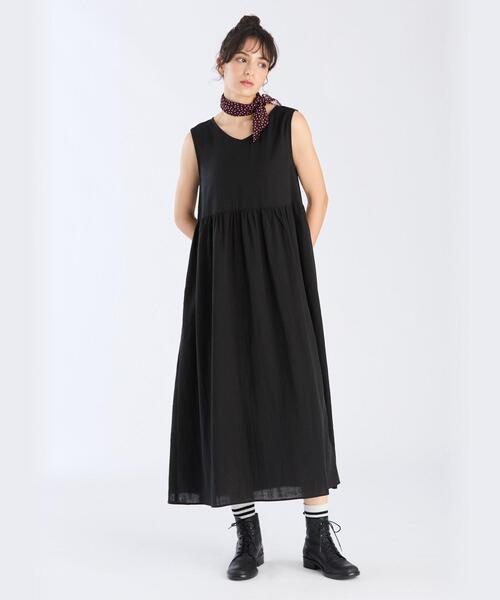 セール】コットン Wガーゼ ノースリーブ ロングワンピース（ワンピース