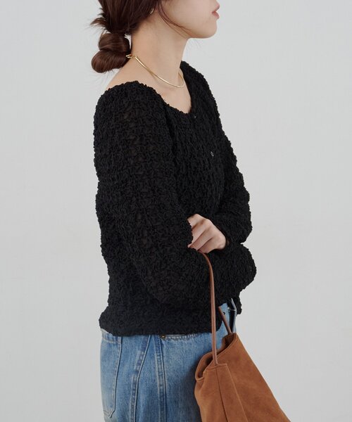 SHENERY(シーナリー)の「《インフルエンサー@tsuru00コラボ》2WAYシャーリングブラウス(シャツ/ブラウス・レディース・カーキ/オフホワイト/ピンク/ブラック・FREE)」の10枚目の写真