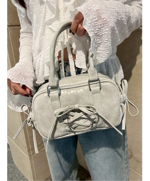 PHILLY（フィリー）の「【PHILLY】レースアップ2wayバッグ（ショルダーバッグ・レディース・ブラック/サックスブルー・FREE）」の8枚目の写真