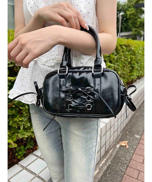 PHILLY（フィリー）の「【PHILLY】レースアップ2wayバッグ（ショルダーバッグ・レディース・ブラック/サックスブルー・FREE）」の3枚目の写真