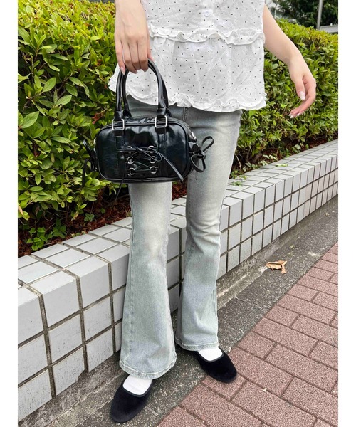 PHILLY（フィリー）の「【PHILLY】レースアップ2wayバッグ（ショルダーバッグ・レディース・ブラック/サックスブルー・FREE）」の7枚目の写真