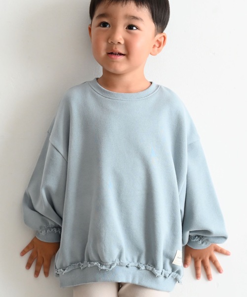 PUPPAPUPO（プッパプーポ）の「カットオフ スウェット トレーナー（スウェット・キッズ・ピンク/チャコール/キナリ/ブルー・80/90/100/110）」の2枚目の写真