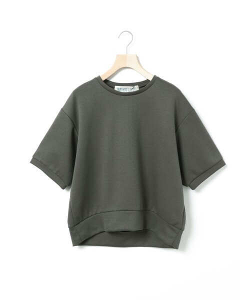 MidiUmi（ミディウミ）の「MidiUmi ダンボールニットハーフスリーブプルオーバー（Tシャツ/カットソー・レディース・ブラック/アイボリー/チャコールグレー・FREE）」の4枚目の写真