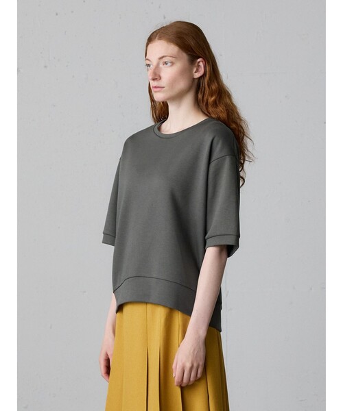 MidiUmi（ミディウミ）の「MidiUmi ダンボールニットハーフスリーブプルオーバー（Tシャツ/カットソー・レディース・ブラック/アイボリー/チャコールグレー・FREE）」の8枚目の写真