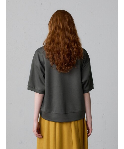 MidiUmi（ミディウミ）の「MidiUmi ダンボールニットハーフスリーブプルオーバー（Tシャツ/カットソー・レディース・ブラック/アイボリー/チャコールグレー・FREE）」の10枚目の写真