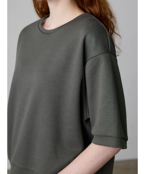 MidiUmi（ミディウミ）の「MidiUmi ダンボールニットハーフスリーブプルオーバー（Tシャツ/カットソー・レディース・ブラック/アイボリー/チャコールグレー・FREE）」の11枚目の写真