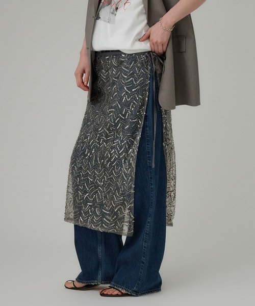 BABYLONE（バビロン）の「チュールビーズラップスカート（スカート・レディース・グレー・フリー）」の2枚目の写真