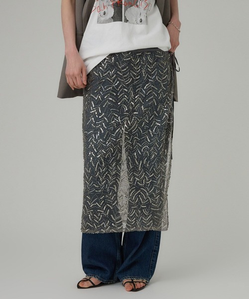 BABYLONE（バビロン）の「チュールビーズラップスカート（スカート・レディース・グレー・フリー）」の4枚目の写真