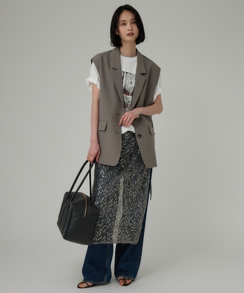 BABYLONE（バビロン）の「チュールビーズラップスカート（スカート・レディース・グレー・フリー）」の5枚目の写真