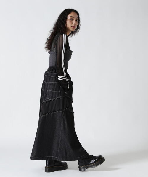 AULA AILA リブニット 長袖 トップス　新品　人気品薄 AULA AILA/アウラアイラ/BARE TOP SHEER RIB KNIT/ベアトップ