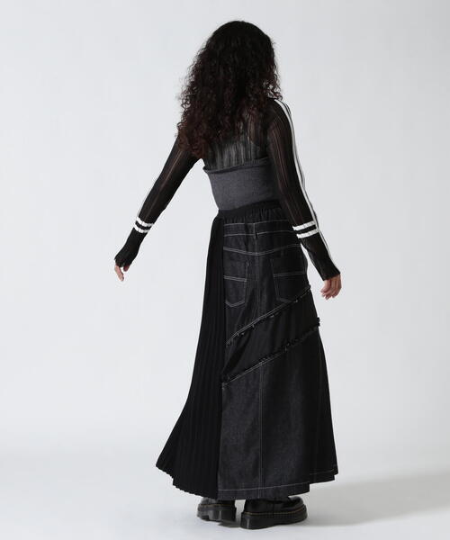 AULA AILA(アウラアイラ)の「AULA AILA/アウラアイラ/BARE TOP SHEER RIB KNIT/ベアトップシアーリブニット(ニット/セーター・レディース・グレー/ブラック・0)」の7枚目の写真