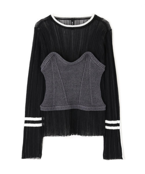 AULA AILA リブニット 長袖 トップス　新品　人気品薄 BARE TOP SHEER RIB KNIT — aulaaila
