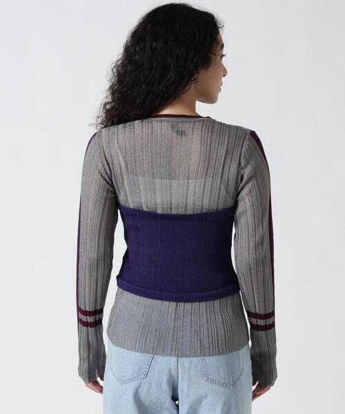 ニット セーター AULA AILA/アウラアイラ/BARE TOP SHEER RIB KNIT/ベアトップシアーリブニット レディース AULA AILA ニット セーター AILA/アウラアイラ/BARE TOP SHEER