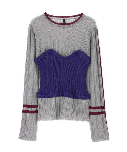 AULA AILA(アウラアイラ)の「AULA AILA/アウラアイラ/BARE TOP SHEER RIB KNIT/ベアトップシアーリブニット(ニット/セーター・レディース・グレー/ブラック・0)」の17枚目の写真
